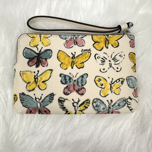 Coach Corner Zip Wristlet With Butterfly Print CAQ55 NWT - Picture 2 of 8